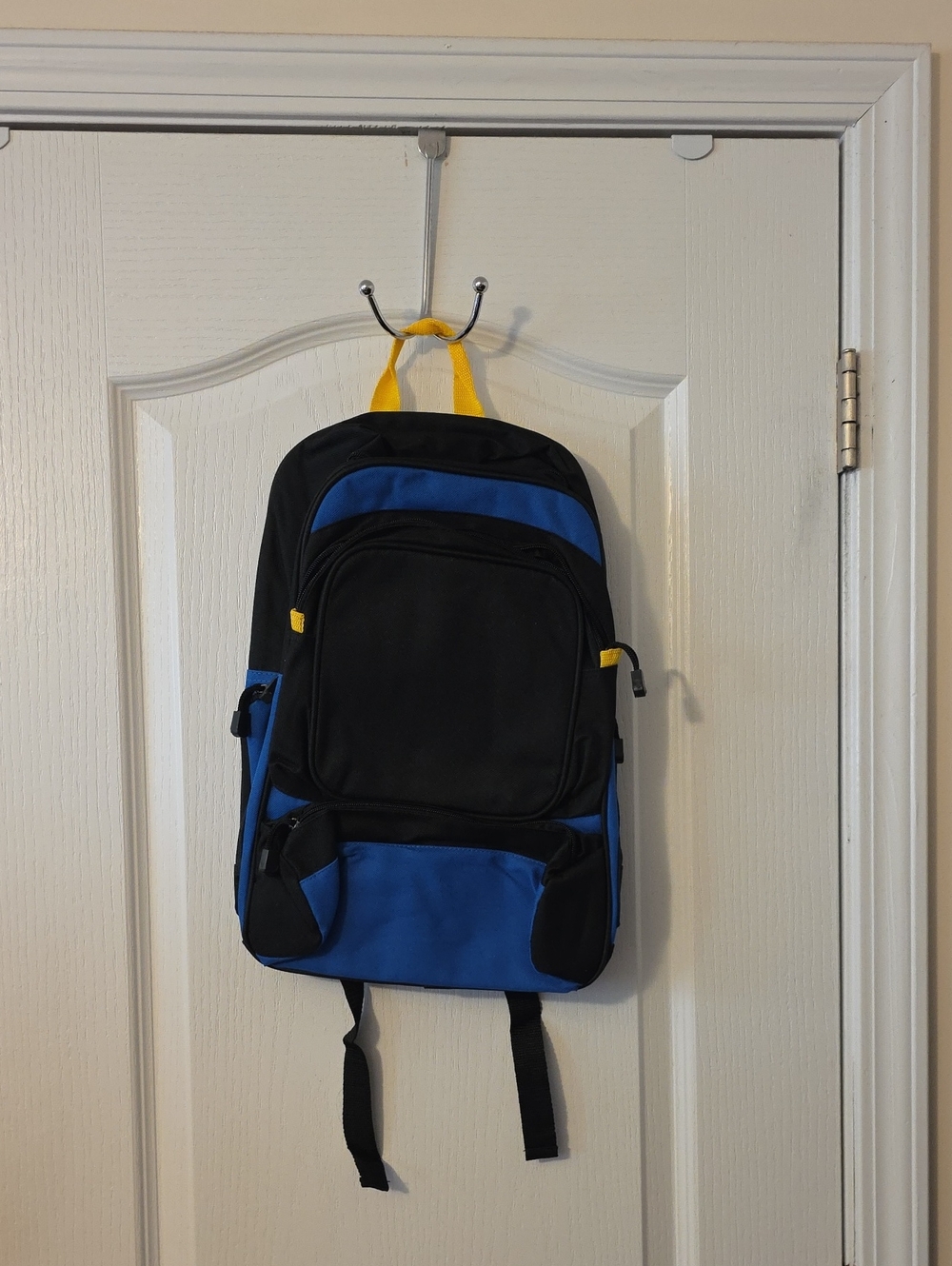 Black and Blue Backpack with Yellow Accents